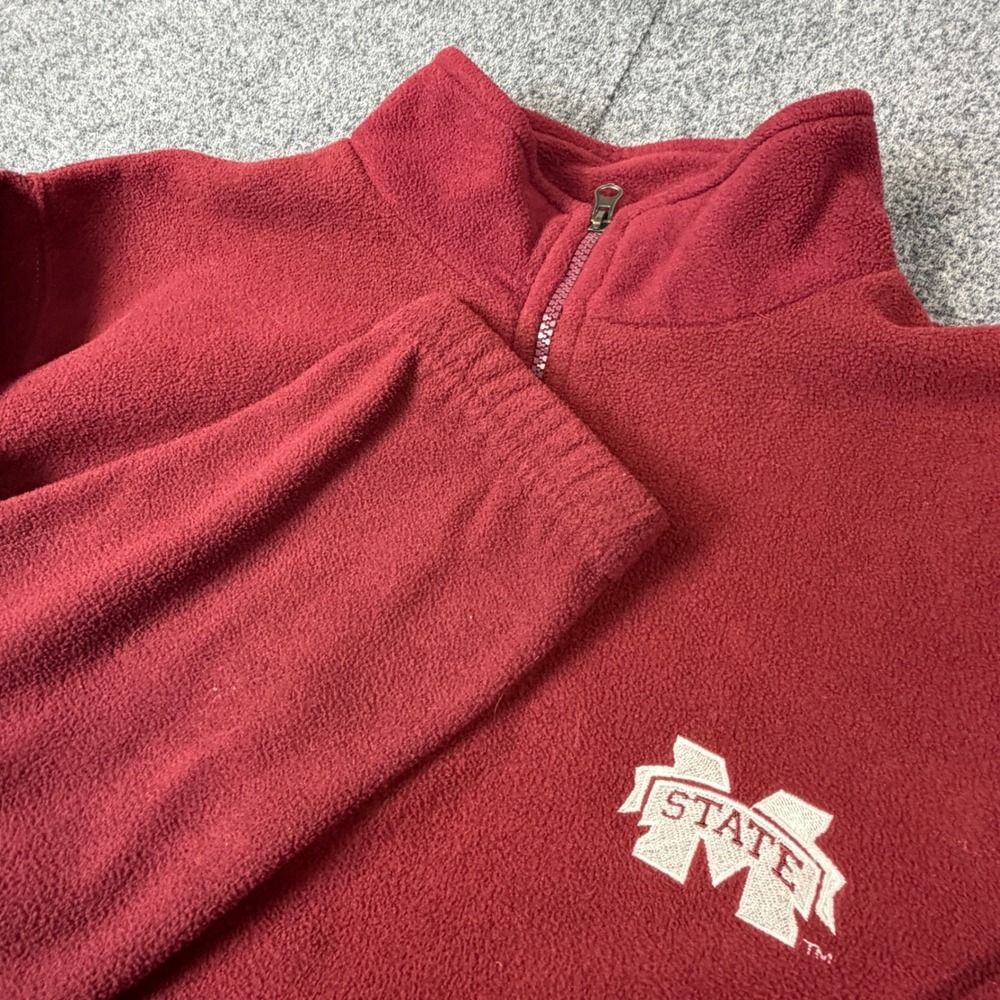 Red Oak Mississippi State Bulldog Mens Medium Quarter Zip Fleece Pullover Maroon
